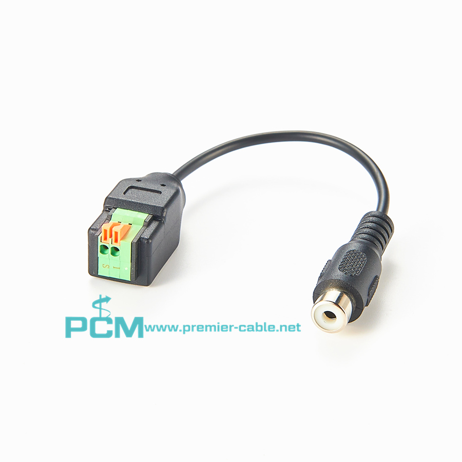 Premier Cable  2-pin Terminal Block to Female RCA Adapter